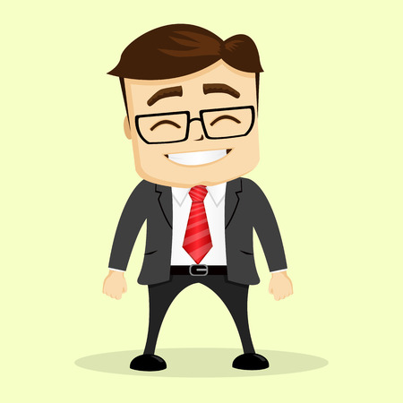Vector flat illustration. Business man smiling. Manager is happy.のイラスト素材