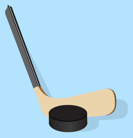 Vector realistic illustration. Hockey stick and puck.のイラスト素材
