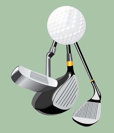 Vector realistic illustration. Golf club and  ball.  putter.のイラスト素材