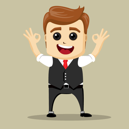 Vector business man smile and shows OK hand sign.のイラスト素材