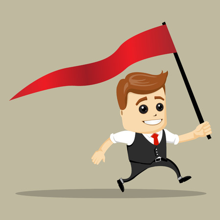 Vector business man smile and run with flag.のイラスト素材