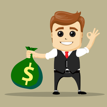 Vector business man smile and shows OK hand sign.のイラスト素材