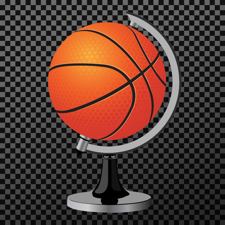 A creative concept clean modern basketball like a vector Globe illustration. Sports advertising for international basket ball game in the worldのイラスト素材