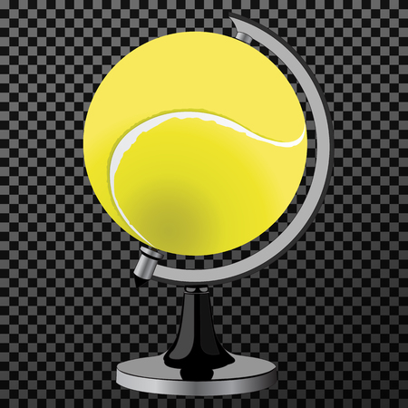 vector tennis ball. Tennis ball Globe. World game. Sports accessory as earth sphere. Scope of game Tennisの写真素材