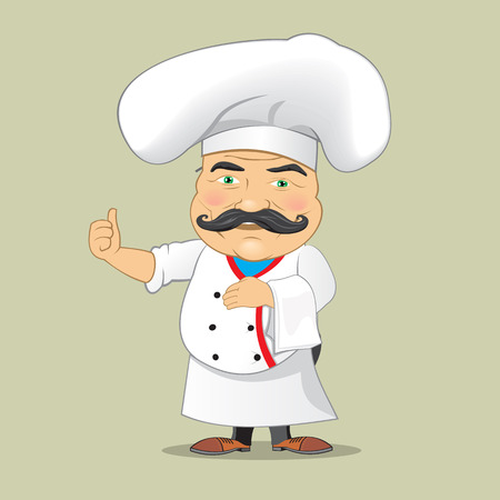 Vector Chef Cook Serving Food Realistic Cartoon Character Design Isolated Vector Illustratorのイラスト素材
