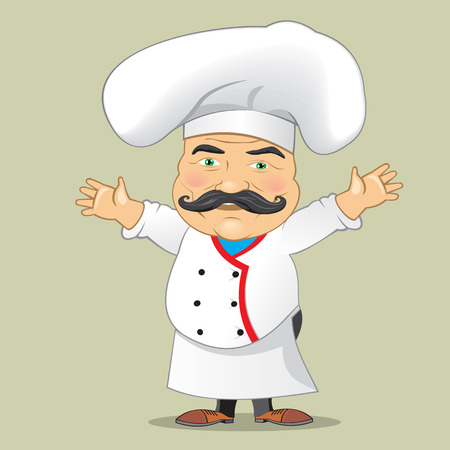 Vector Chef Cook Serving Food Realistic Cartoon Character Design Isolated Vector Illustratorのイラスト素材