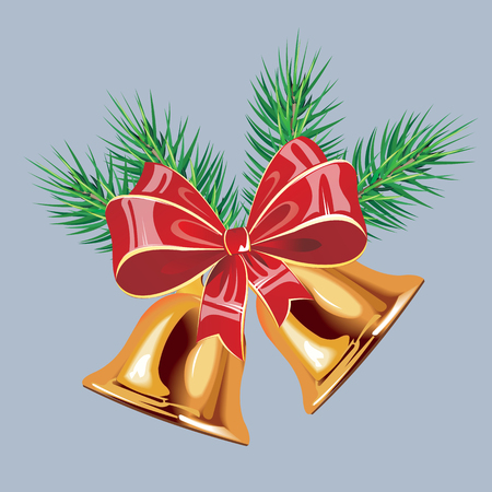 Winter background with spruce twigs and red baubles. Christmas vector illustration.のイラスト素材