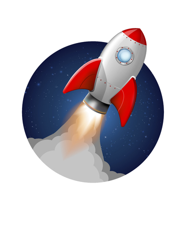Vector rocket launch take off. startupのイラスト素材