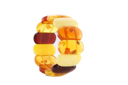 bracelet of amber on a white backgroundの写真素材