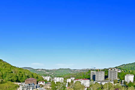 landscape of a southern mountain town in summer