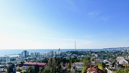 spring landscape panorama of the southern cityの写真素材