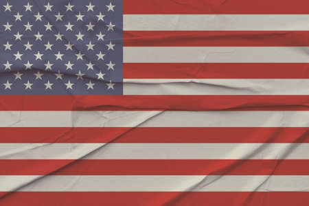American flag made of crumpled paper