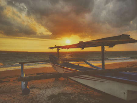 Beautiful morning sun on the beach in Sanur Bali, Indonesia