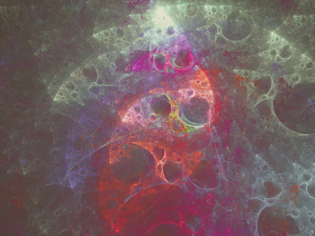 Abstract fractal art background. Computer generated fractal illustration art in multicolors. Multiple layers.の写真素材