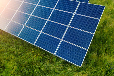 top view of solar plant station. sun power is big energy for produce electric. this is clean power and good business for environment. solar power system is an important source of renewable energy.の写真素材