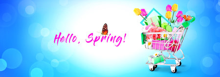 Concept for flower delivery, valentines day, mothers day or international womens dayの写真素材
