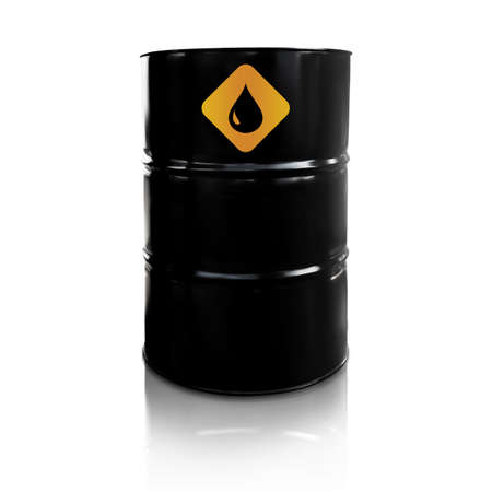 Metal oil barrels. Oil, gas and petroleum industry and manufacturing. 3D Illustrationの写真素材