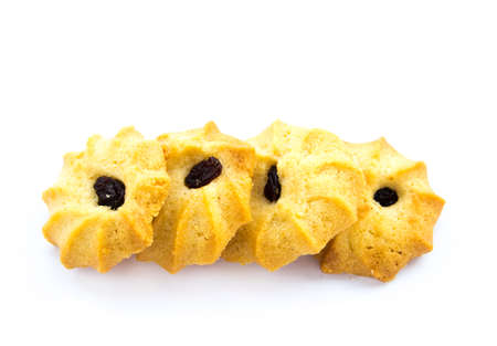 Close up butter cookies on a white background