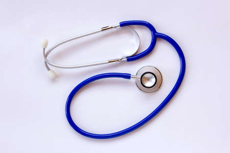 Stethoscope on white table background top viewの写真素材
