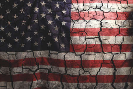 Aged cracked flag of the United States of America is Independence Day and Memorial Dayの写真素材