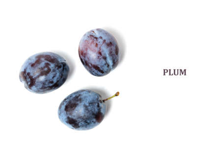 Ripe plum on a white background close-up.Fruits and vitamins.の写真素材