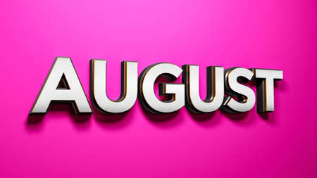 August lettering words on Pink Background 3D renderingの写真素材