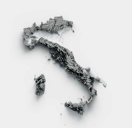 Detailed Italy physical map 3d illustrationの写真素材