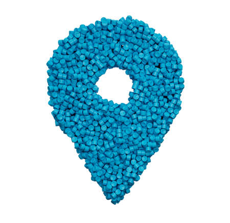 Location icon symbol made with Blue plastic polymer pieces 3d illustration