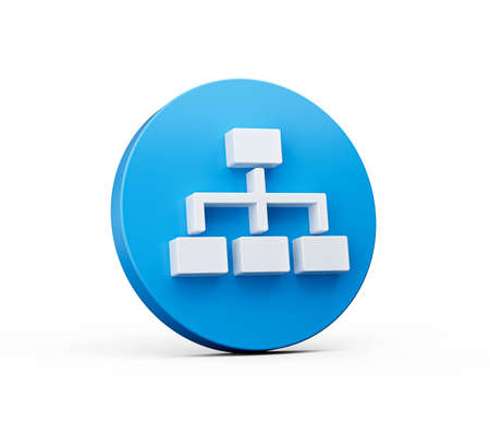 Minimal hierarchy symbol on blue background round 3d Icon 3d Illustrationの写真素材