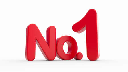 No 1 Champion or Winner 3D number one for 1st place isolated white background 3d illustrationの写真素材
