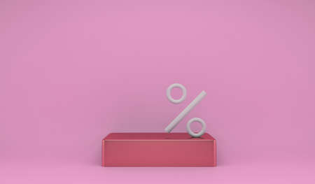 Podium for top position with percentage symbol for concept: champions of percent, discount or winner in market competition. 3d.の写真素材