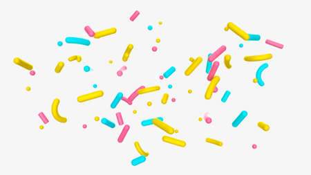 Sprinkles on white background 3d illustration