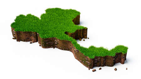 Thailand country Grass and ground texture map 3d illustrationの写真素材