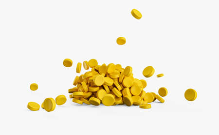 Yellow Plastic pellets Background Close-up Plastic granules Polymer Black plastic beads resin polymer pallet petrochemical 3d illustrationの写真素材