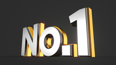 No 1 3d text silver and gold 3d illustration