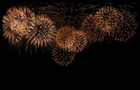 Colorful fireworks explosion in annual festival on background