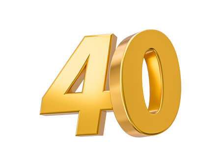 40% off on sale. Gold percent isolated on white background 40th Anniversary celebration 3D Golden numbers 3d Illustrationの写真素材