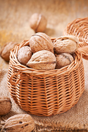 Basket full of walnuts