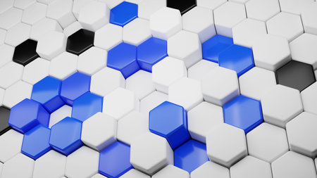 abstract hexagon background Futuristic technology concept. 3D illustration. Hex geometric pattern....