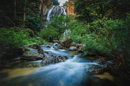 beautiful waterfalls of klong lan national park in northern of thailandの写真素材
