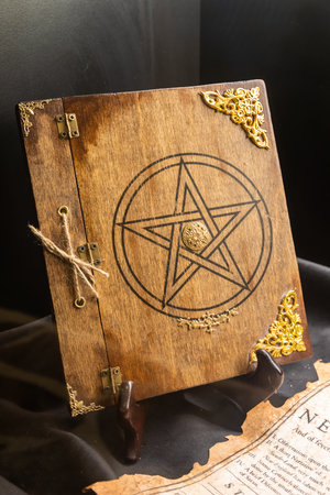 Old book of black magic. Concept for mystery, fantasy, dark evilの写真素材