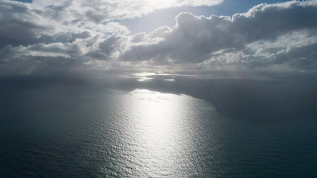 Beautiful aerial image of sunrise on the sea.