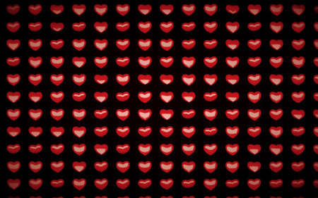 Holiday Valentine's day seamless pattern with 3D red hearts on a black background