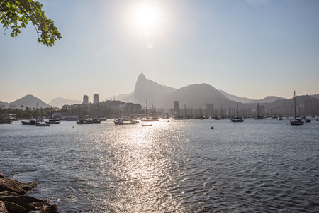 View of Sugar Loaf, Corcovado, and Guanabara bay, Rio de Janeiro, Brazilの写真素材