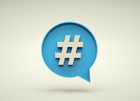 Hash tag symbol with speech bubble. Element for social media networks.の写真素材