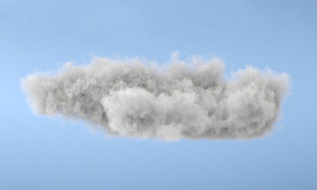 White 3d cloud isolated on a blue background. Realistic cloud in the blue sky. 3D Renderingの写真素材