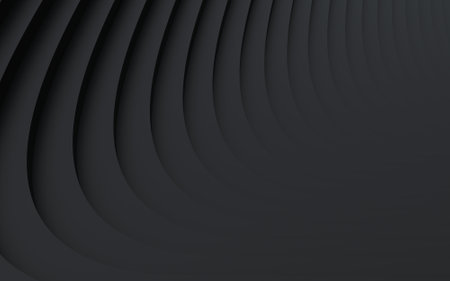 Black paper cut abstract background. minimalistic modern design for business presentations. abstract paper poster with wavy layers. 3d rendering.の写真素材