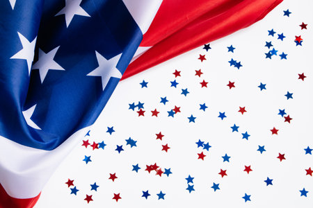 American flag and stars. Background for the national holidays of the USA. Independence Day, Memorial...