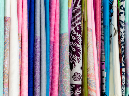 Various fabric patterns and various colors in the souvenir shopの写真素材
