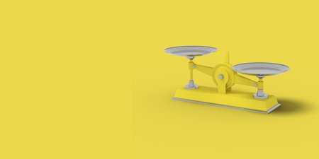 Yellow scales on a yellow background. Abstract image. Concept business. 3D render.